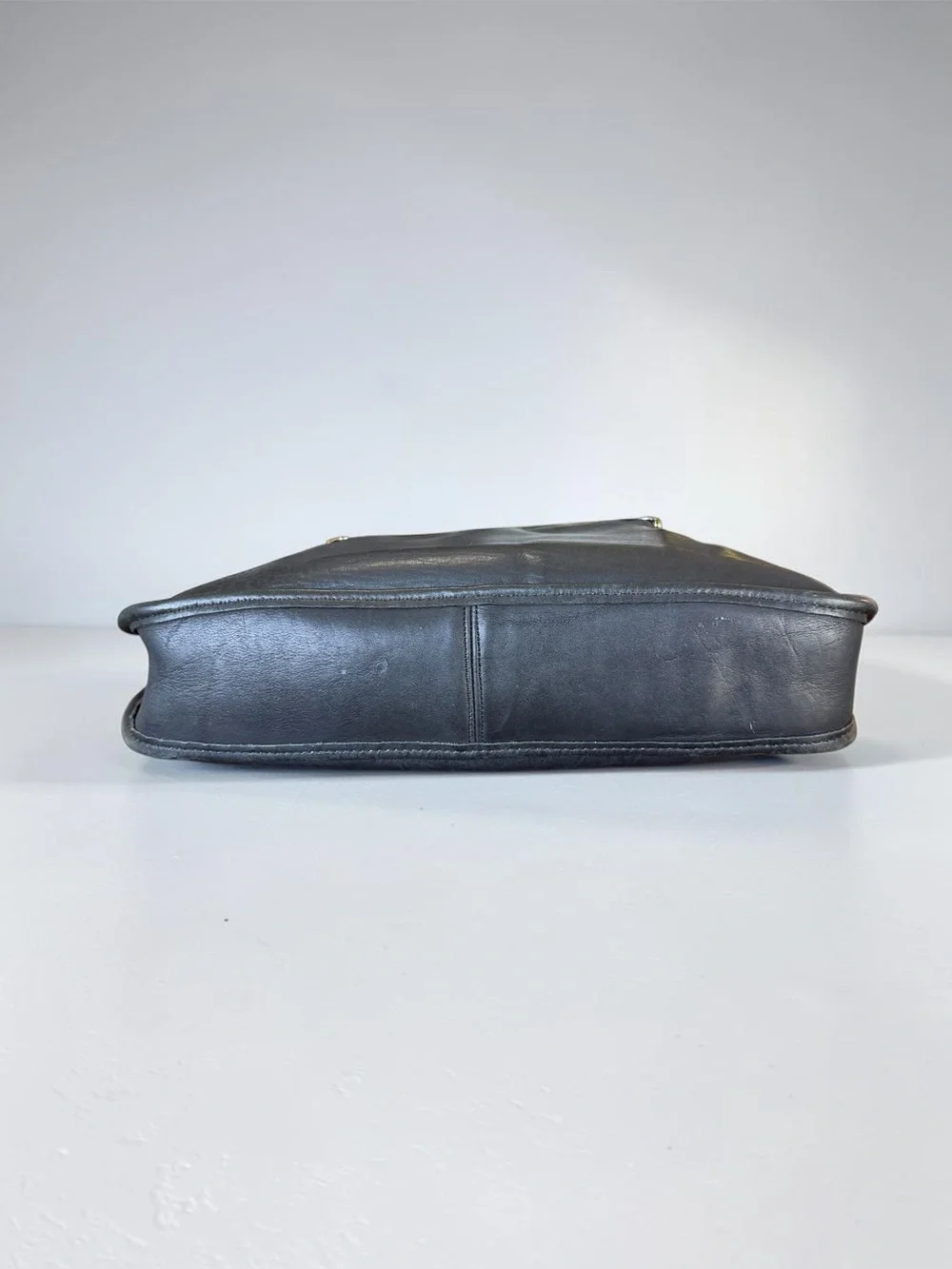 Vintage Coach Watermelon Kisslock Bag Black Leather Pre-Creed 70s Bonnie Cashin